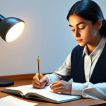**

"A student, fully clothed in modest attire, studying notes at a desk illuminated by a soft lamp, safe for work, appropriate content, perfect anatomy, correct proportions, family-friendly study environment, professional digital art, high quality."

**