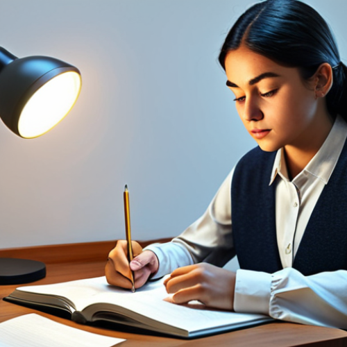 **

"A student, fully clothed in modest attire, studying notes at a desk illuminated by a soft lamp, safe for work, appropriate content, perfect anatomy, correct proportions, family-friendly study environment, professional digital art, high quality."

**