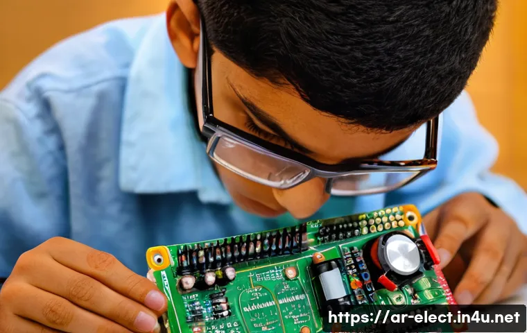 전자기기 필수 학습 도서 추천 - A detailed educational workshop scene featuring an Arab electronics student wearing modest attire an...