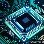 전자기기 분야의 새로운 기술 동향 - A cutting-edge multi-core processor chip design, featuring an intricate network of interconnected co...